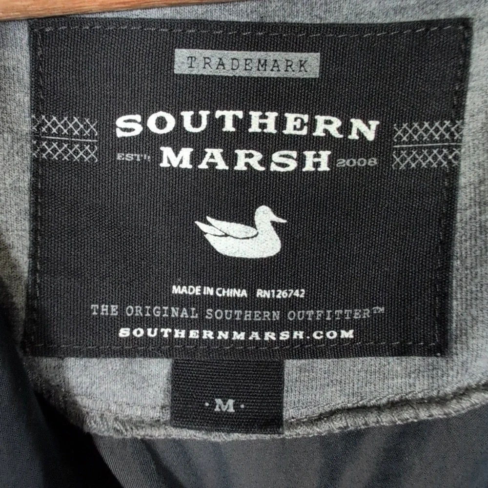 Southern Marsh 1/4 Zip Pullover Sweater Gray Black Richardson Stretch Mens M